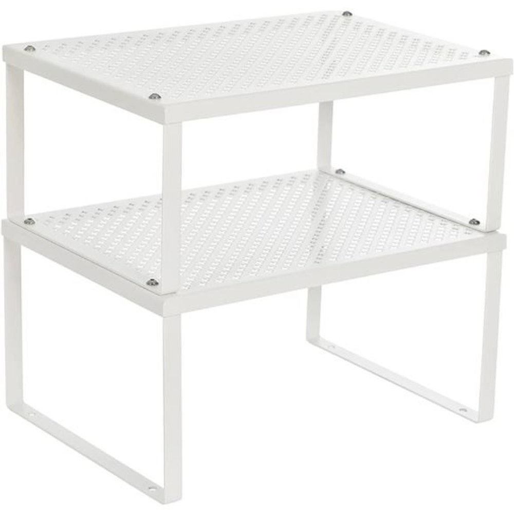 Cabinet Shelf Organizers, Stackable, Expandable, Set of 2 Metal Counter Shelves